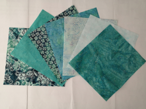 Batik Türkis 7  Quadrate ca. 25x25 cm