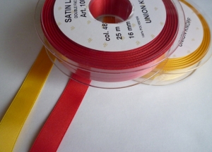 Satinband 16mm br, 25mRolle - Restposten -ROT